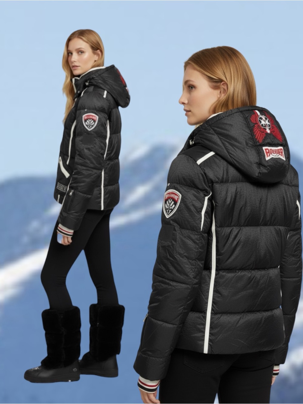 Bogner Black Ski Jacket Embroidered Arctic Explorer